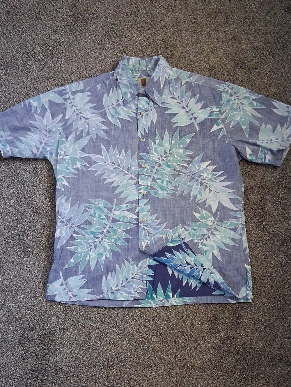 Vintage Tori Richard Blue Hawaiian Short Sleeve Button Down Shirt Medium
